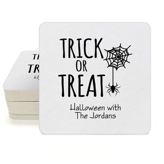 Trick or Treat Spider Square Coasters